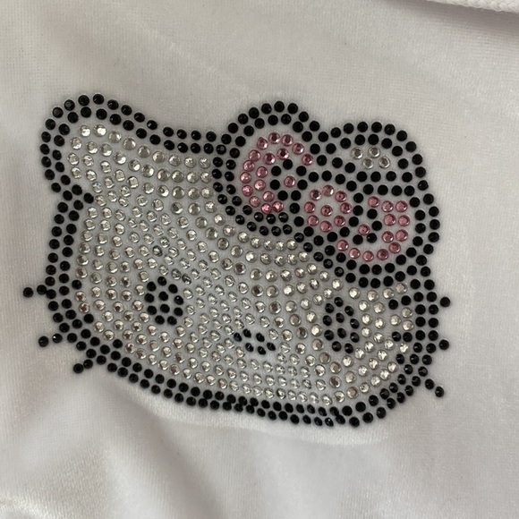 Hello Kitty Velour White Cropped Full Zip Hoodie - Picture 2 of 6